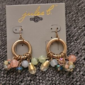 Gold Multi-Color Beaded Hoop Earrings